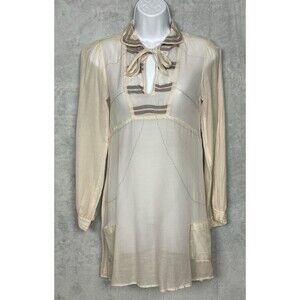 Johnny Was Pete & Greta Women’s Size XS Sheer Tie Front Tunic Top With Pockets